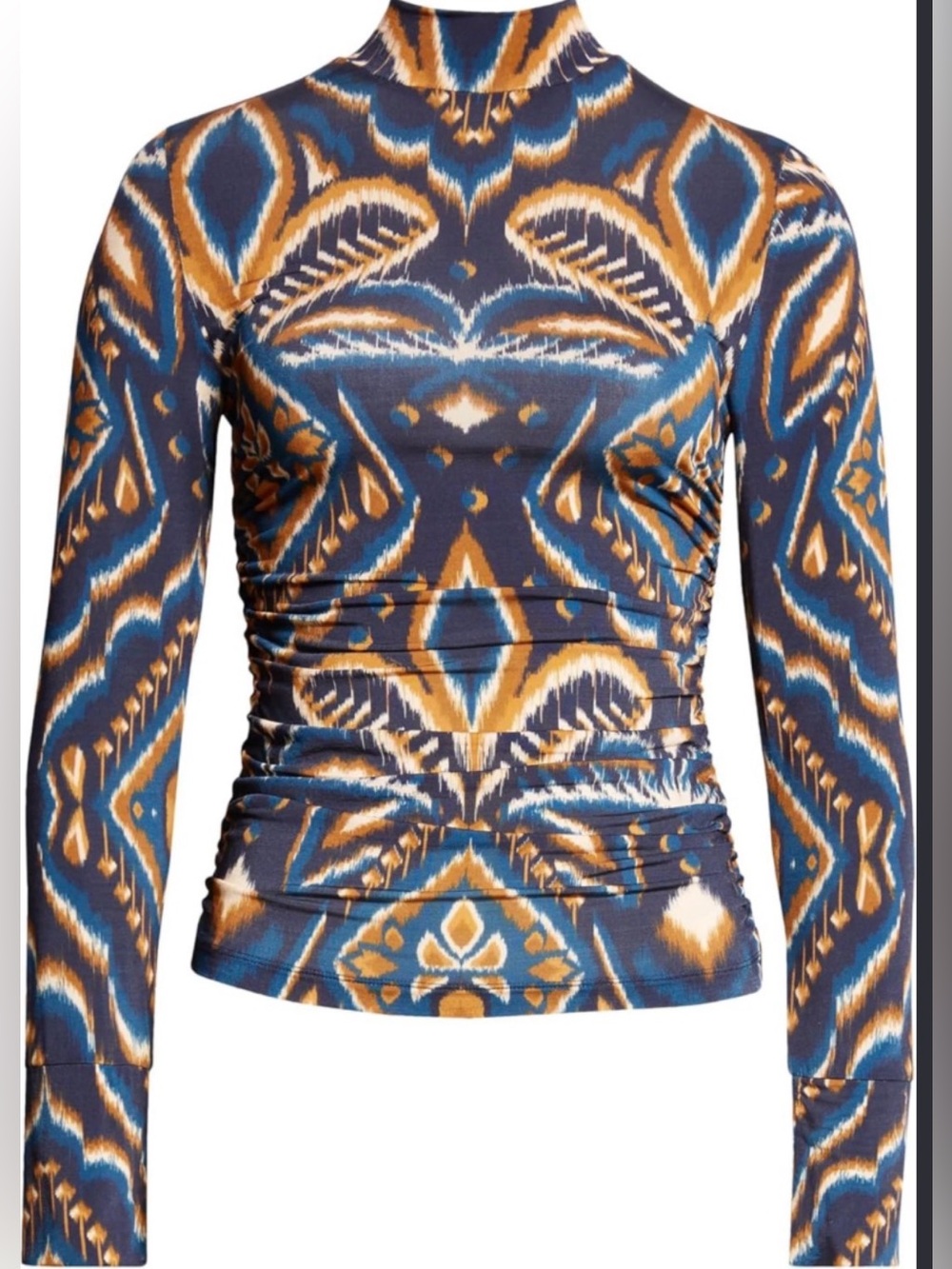 FARM Rio Size S • Sheer Orange Blue Blouse Long Sleeve.
